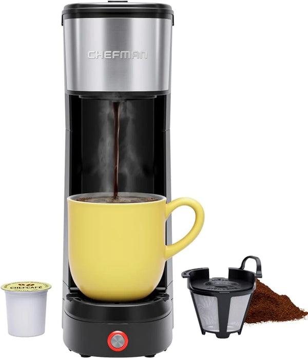Single Serve Coffee Maker: K-Cup & Ground Compatible, Single Cup 6-14 oz Portable Drip Coffee Machine with Filter | USA | NEW